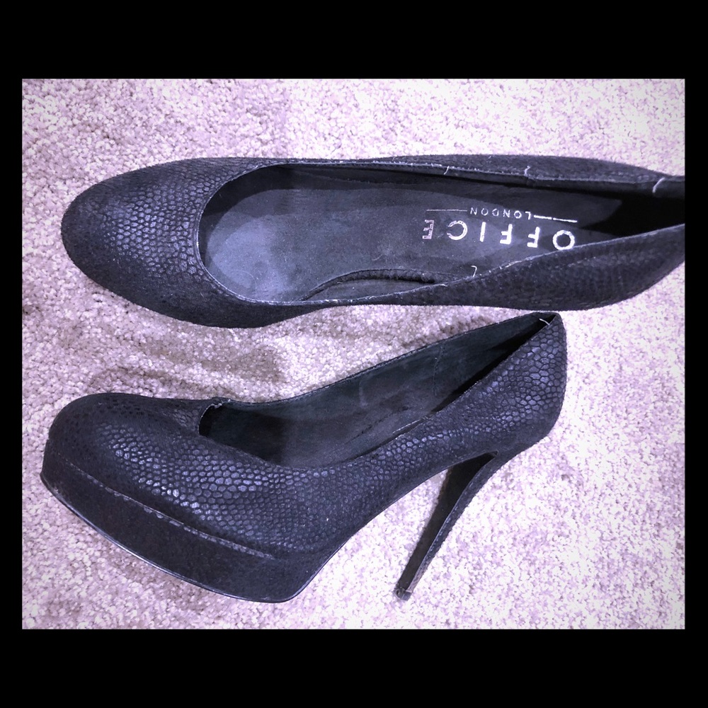 Black snakeskin heels